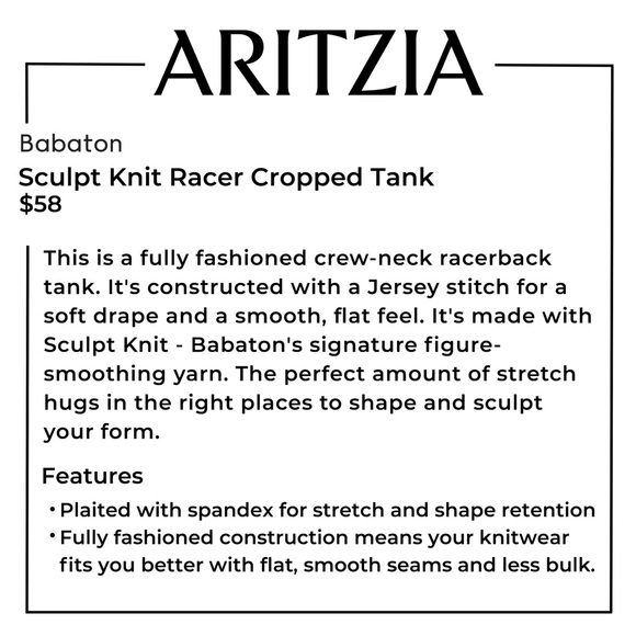 NWT • Aritzia Babaton Sculpt Tank - Picture 2 of 9